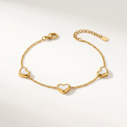 Mother-of-Pearl Heart Chain Anklet