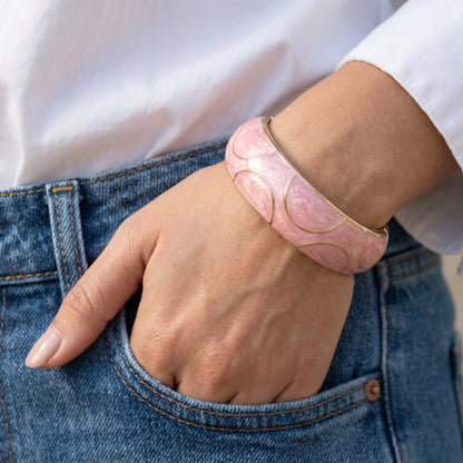 Pink Marble Enamel Gold Bangle