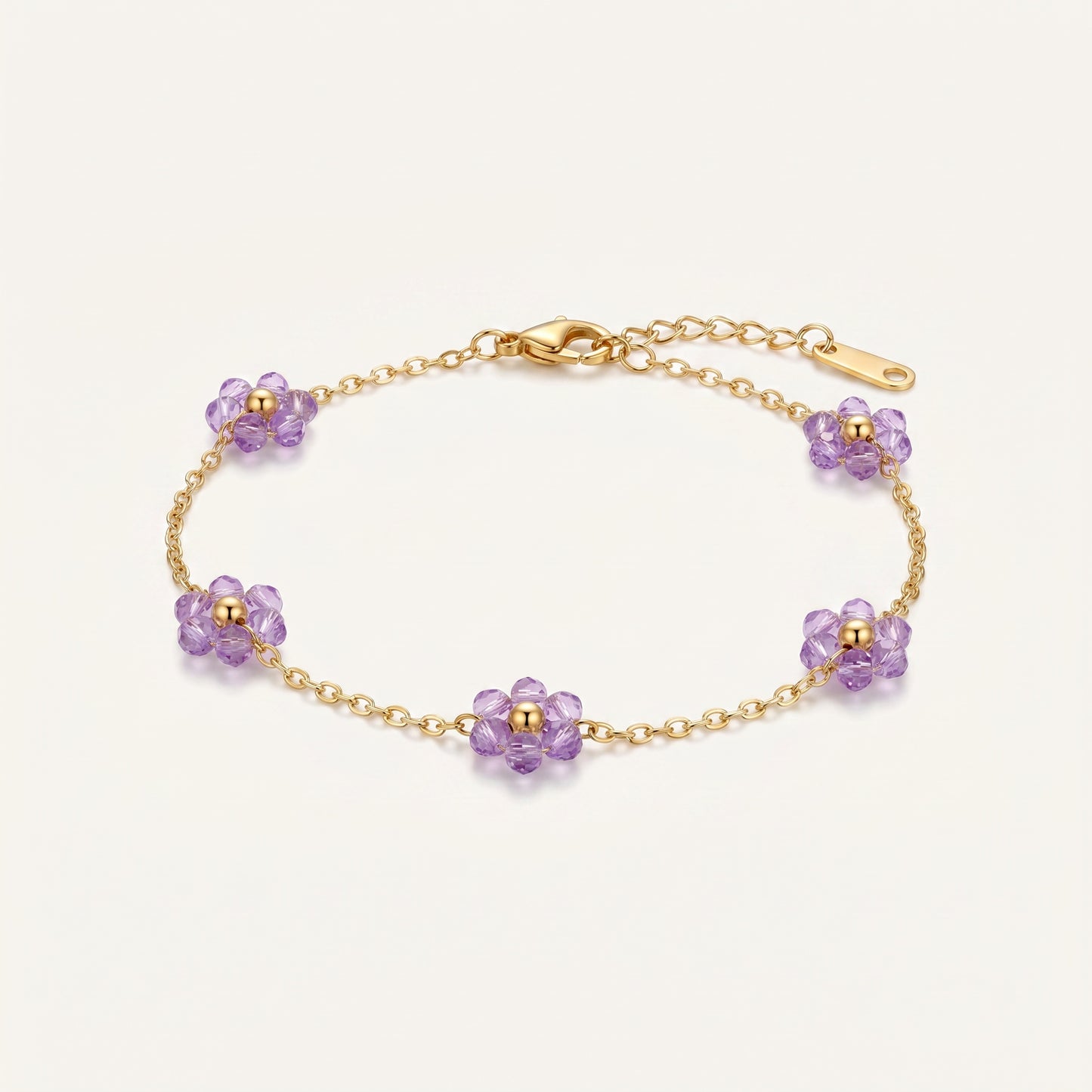 Purple Crystal Daisy Chain Bracelet