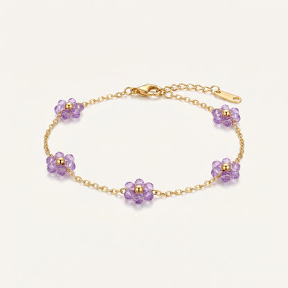 Purple Crystal Daisy Chain Bracelet