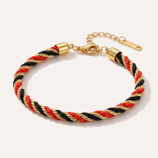 Red Black & Gold Twisted Rope Bracelet