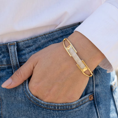 Pave CZ Bar Split-Shank Bangle