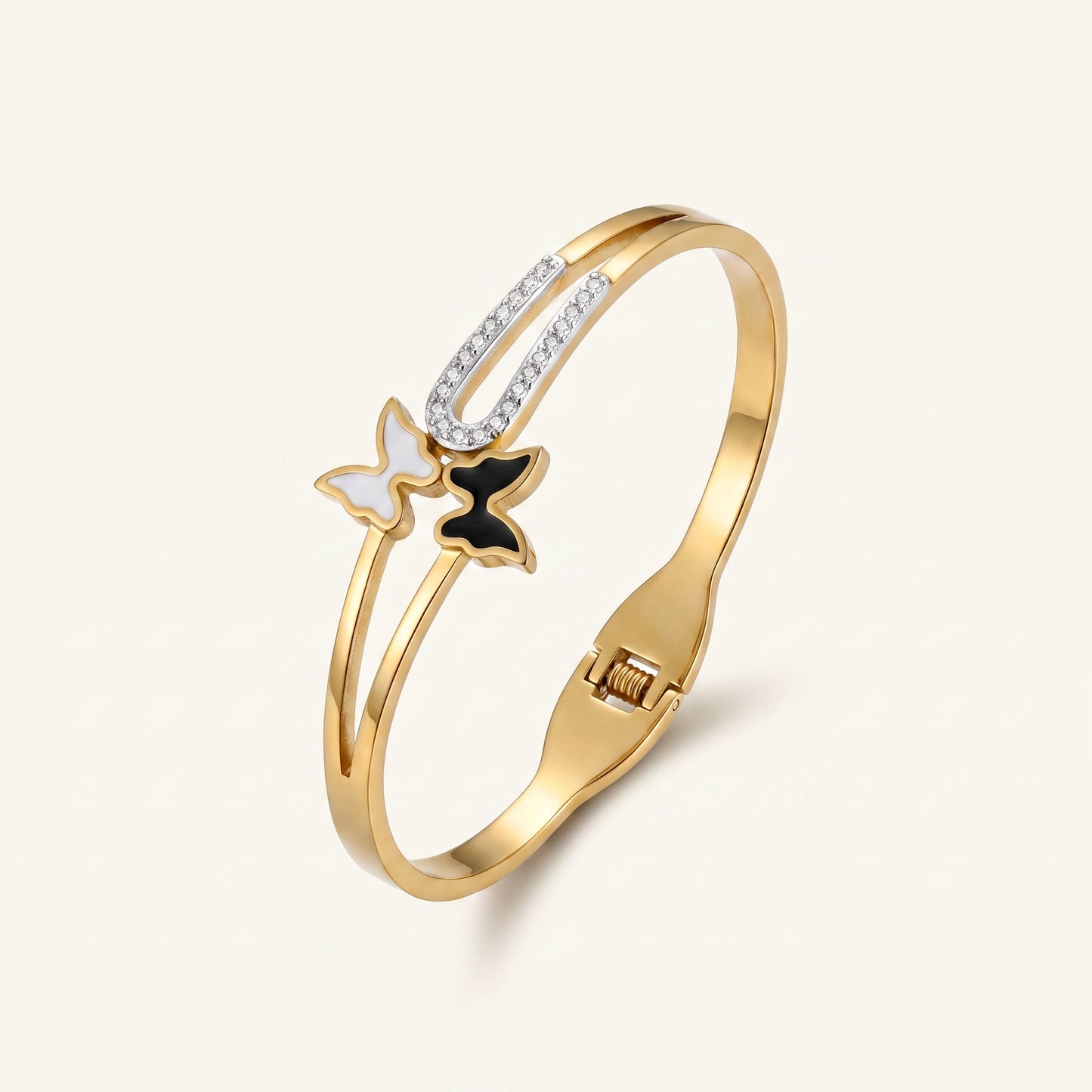 Black & White Enamel Butterfly Bangle