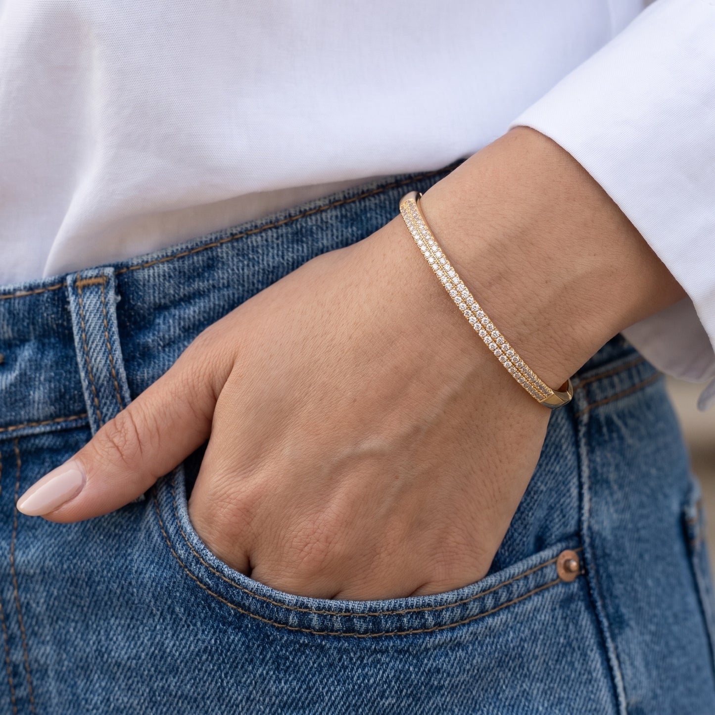 Double-Row Pave CZ Bangle