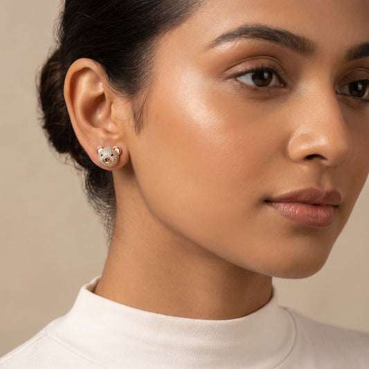 Teddy Bear Face Stud Earrings