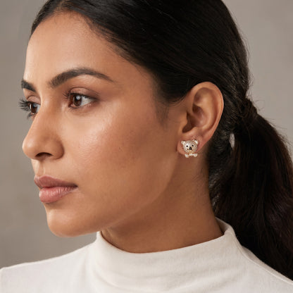 Pave Cat Huggie Earrings
