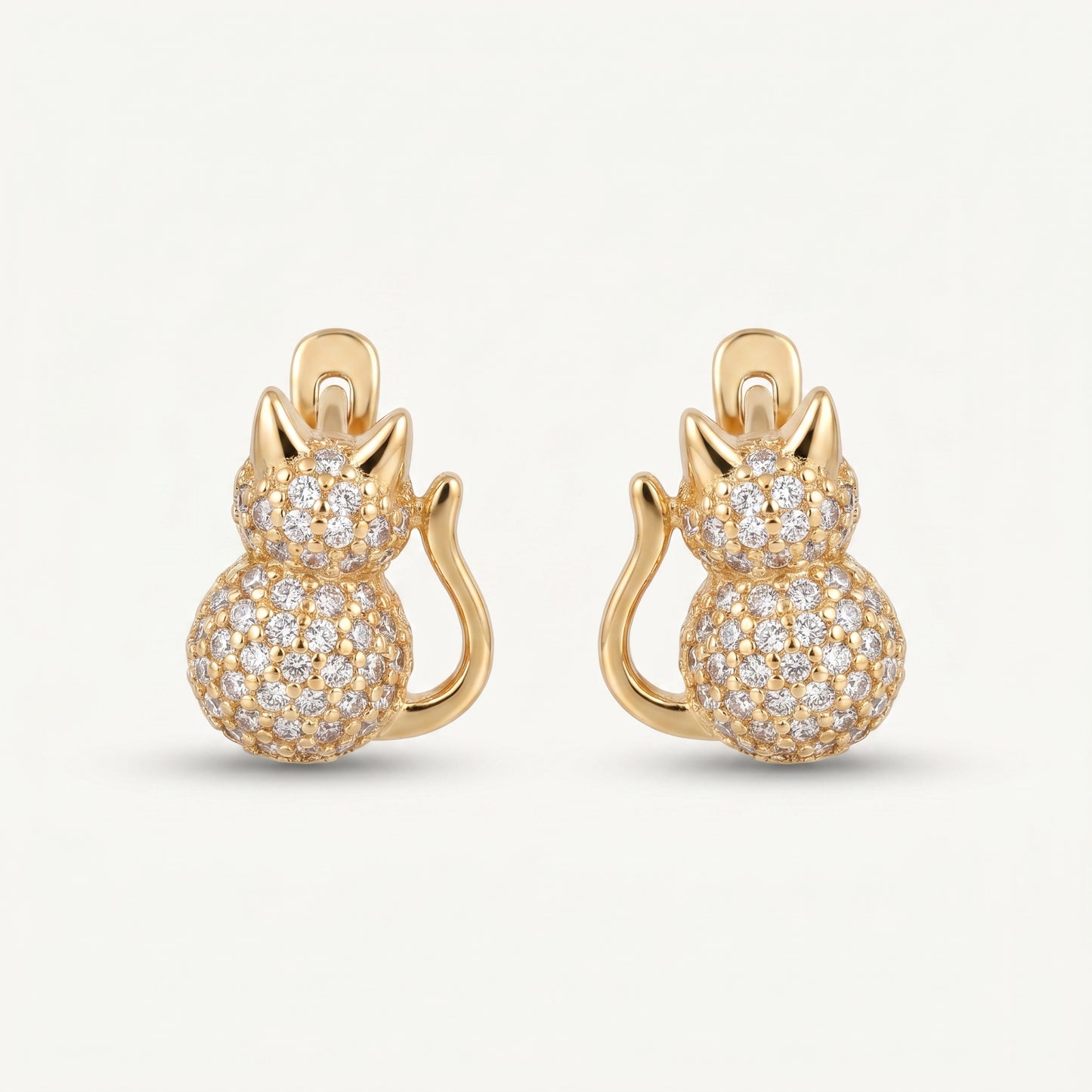 Pave Cat Huggie Earrings II