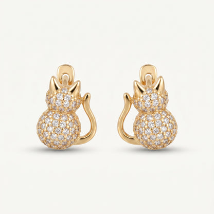 Pave Cat Huggie Earrings II