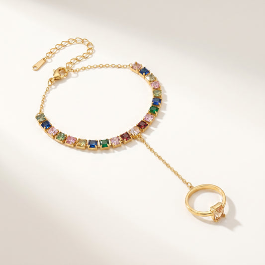 Multicolour Gemstone Hand Chain Haathphool