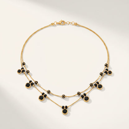 Black Onyx Drop Layered Necklace