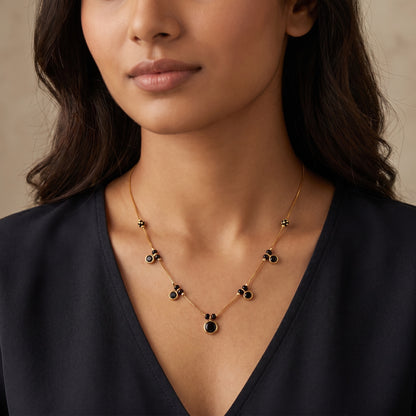 Black Onyx Drop Layered Necklace