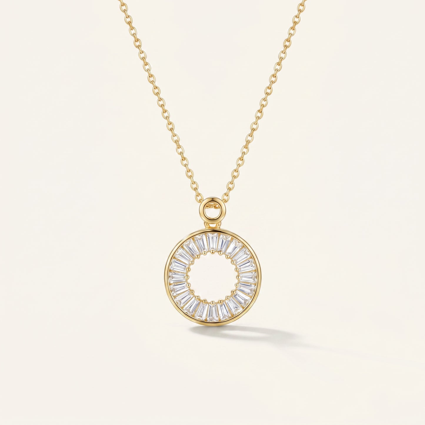 Baguette Eternity Circle Gold Necklace