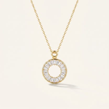 Baguette Eternity Circle Gold Necklace