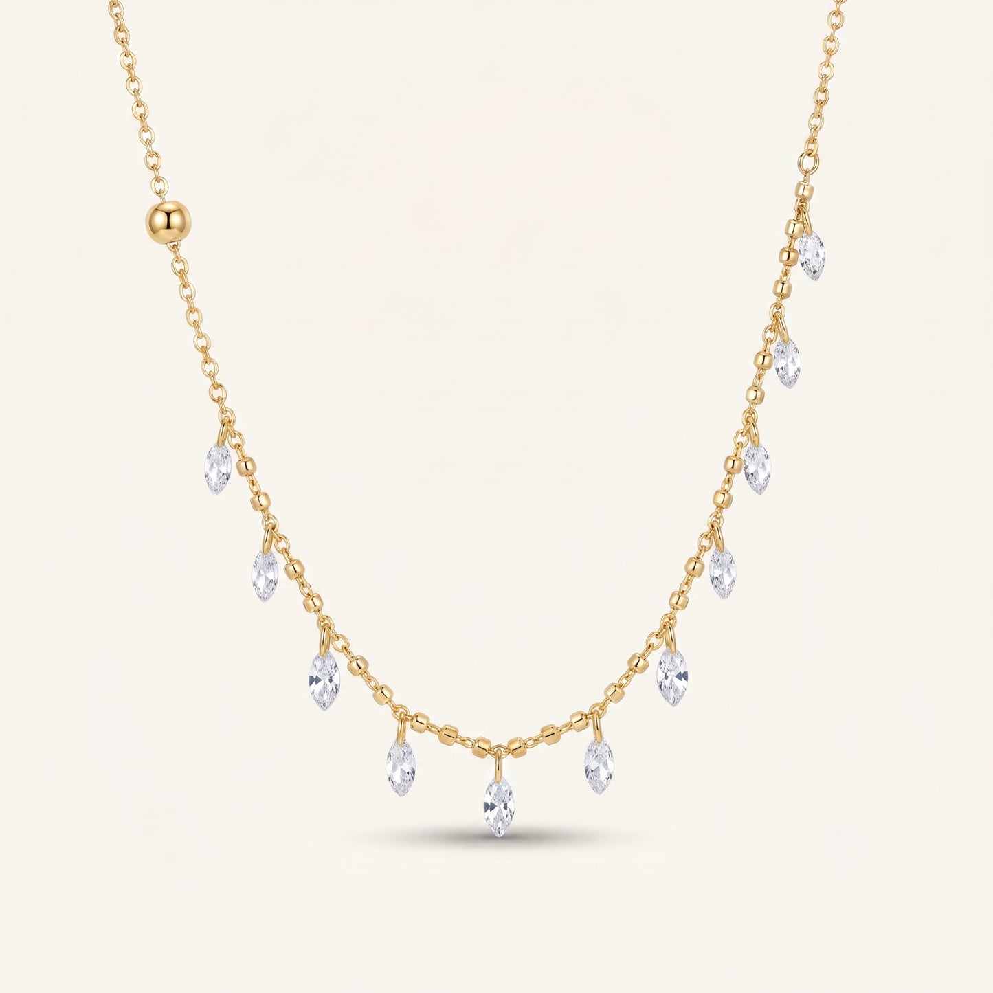 Marquise Drop Station Gold Necklace