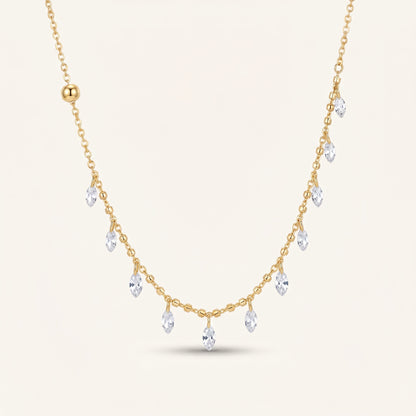 Marquise Drop Station Gold Necklace
