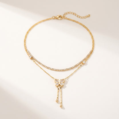 Butterfly Tassel Layered Necklace