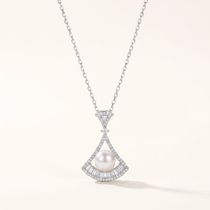 Pearl Fan Drop Silver-Tone Necklace