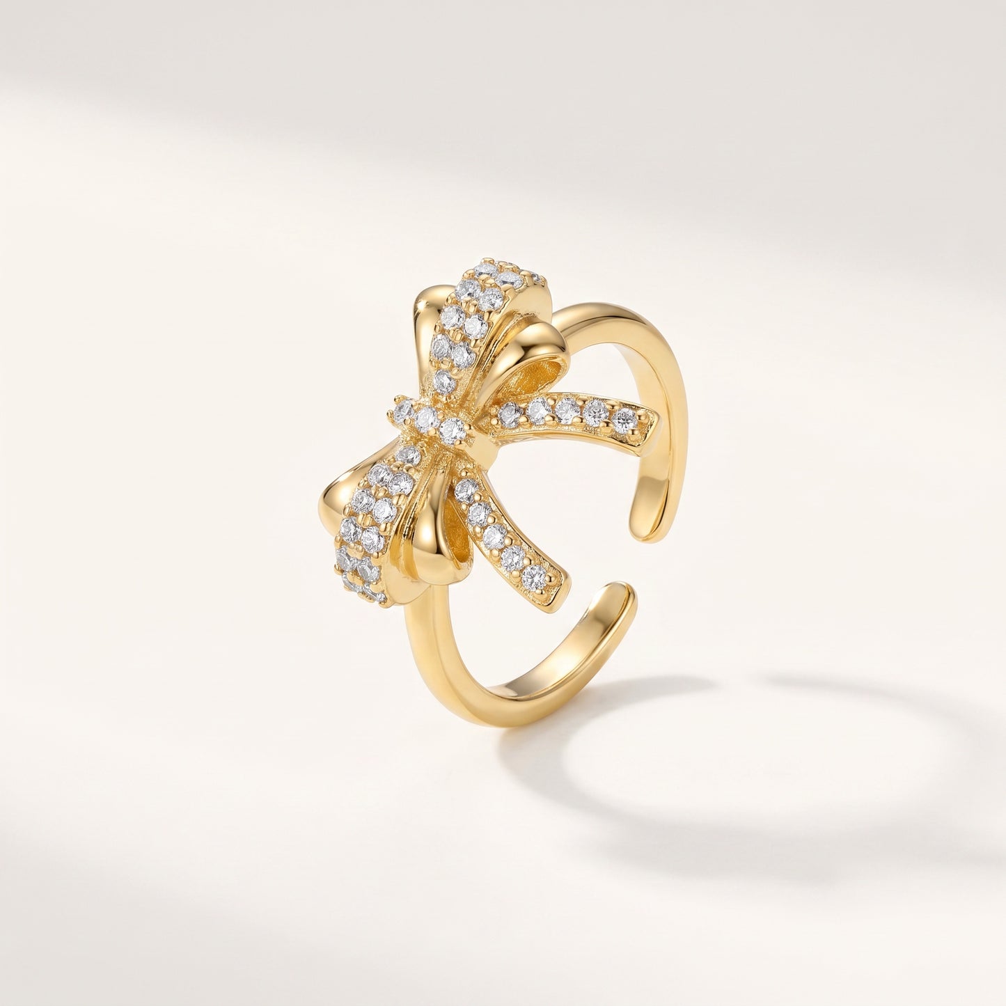 Pave CZ Bow Adjustable Ring