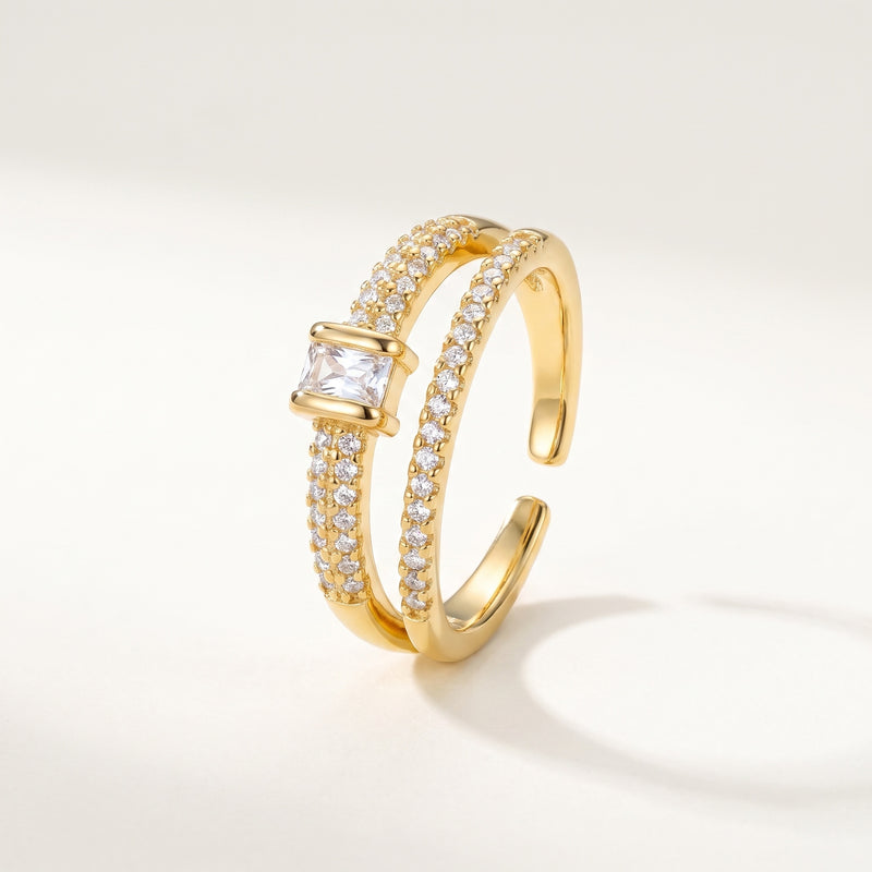 Baguette Solitaire Double-Band Ring