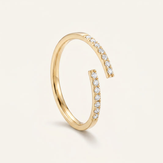 Dainty Pave CZ Open Bypass Ring